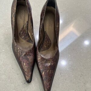 Chic Brown Patterned Women's Heels